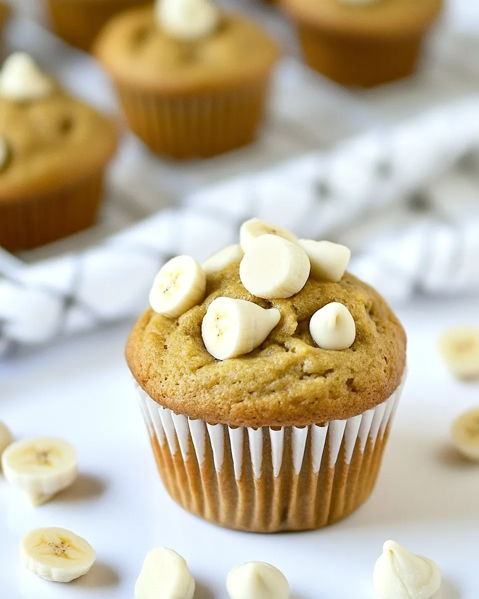 Classic Peanut Butter Banana White Chocolate Chip Muffins shot