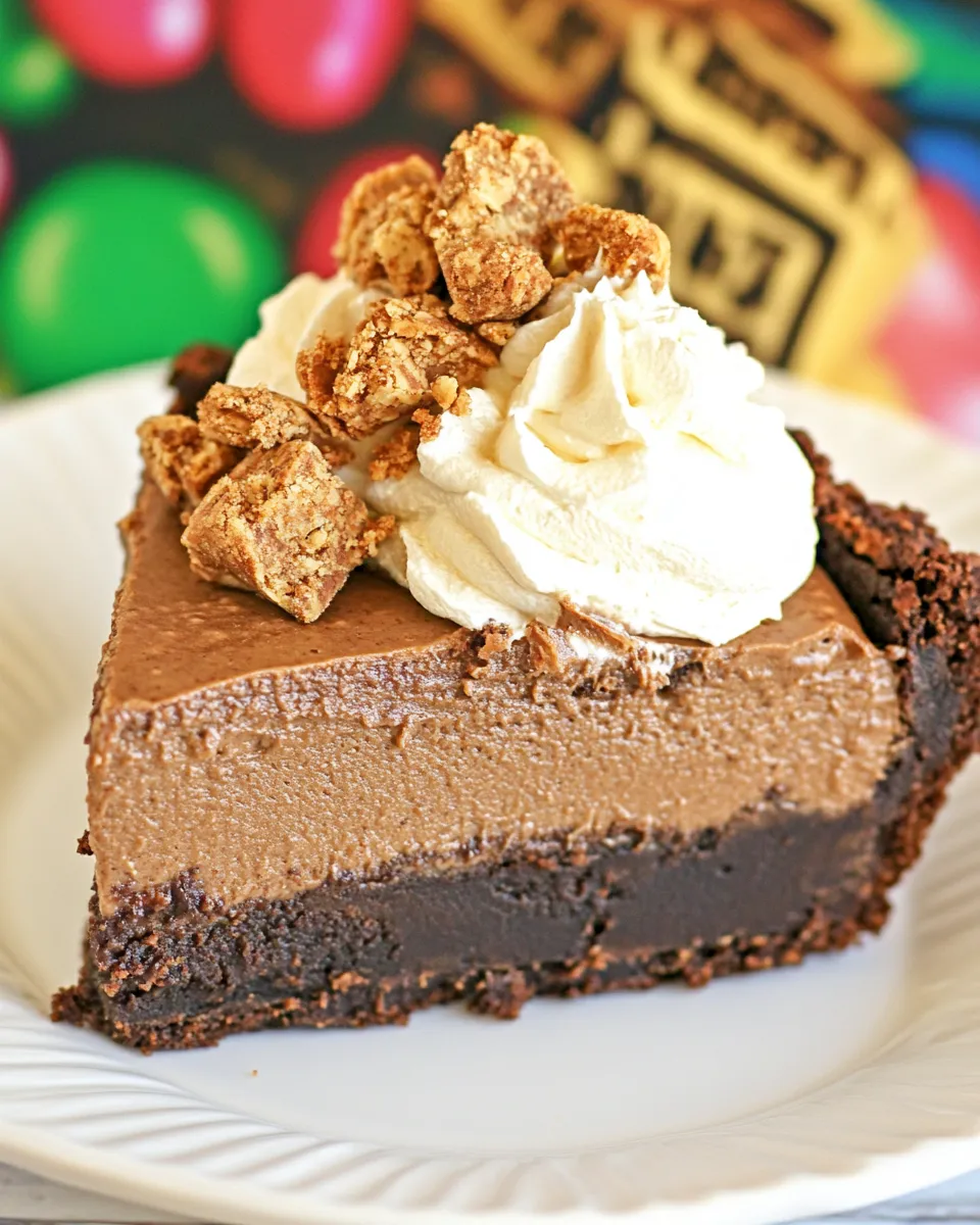 Best Peanut Butter Crunch Brownie Mousse Pie shot