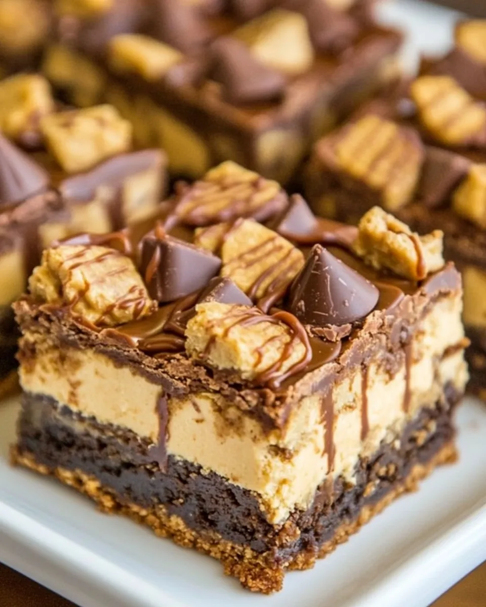 Easy Peanut Butter Cup Cheesecake Brownies shot