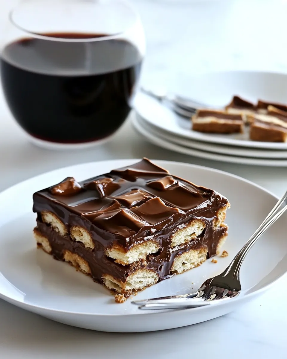 Delicious Peanut Butter Cup Eclair Cake shot