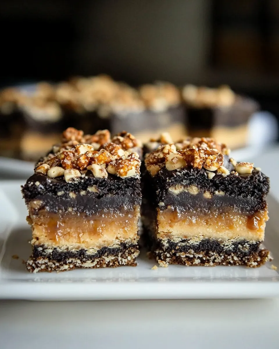 Classic Peanut Butter Fudge Pretzel Brownies. recipe image