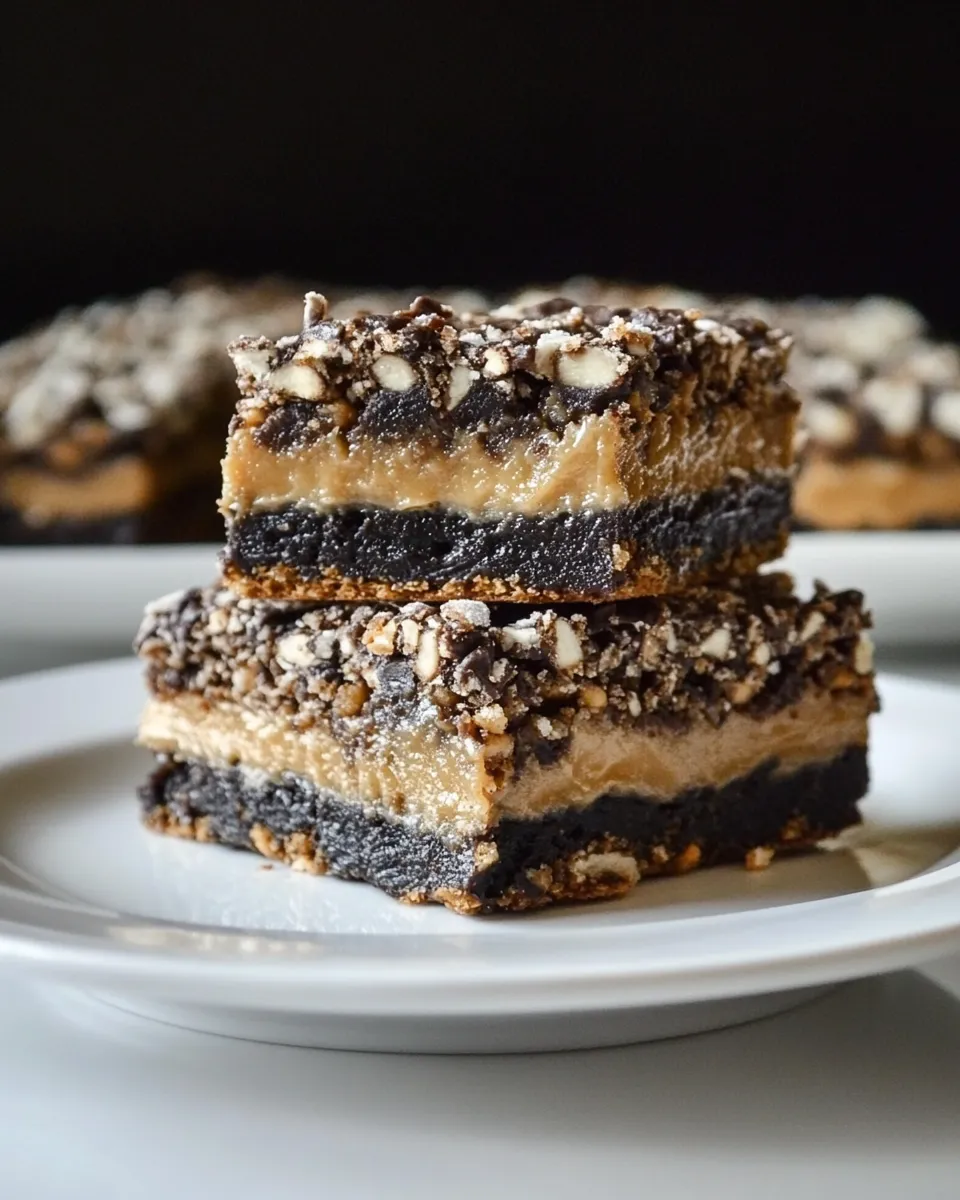 Best Peanut Butter Fudge Pretzel Brownies. food shot