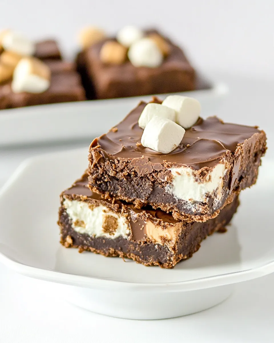 Delicious Peanut Butter Smores No Bake Brownies image