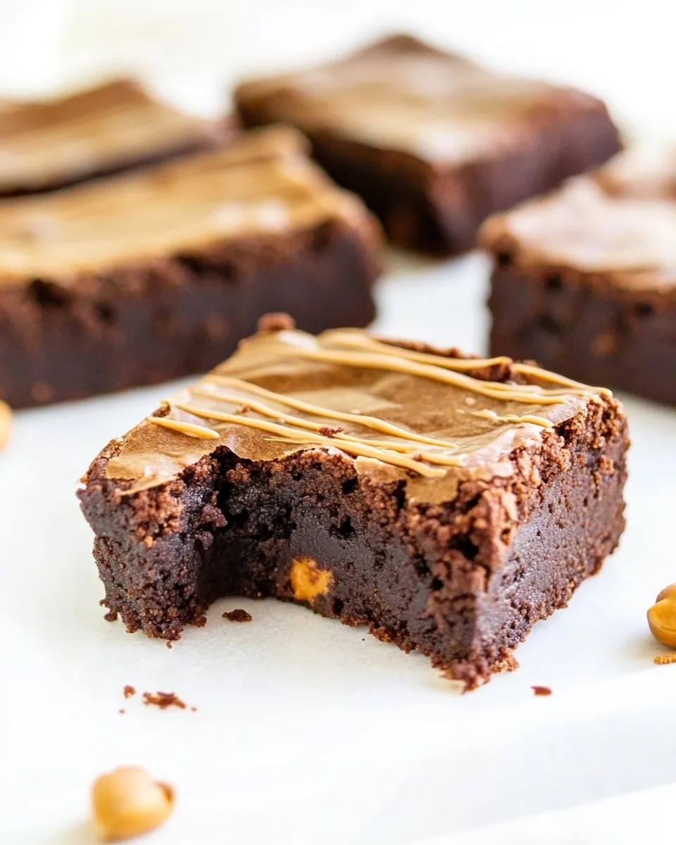 Homemade Peanut Butter and Chocolate Flourless Brownies photo