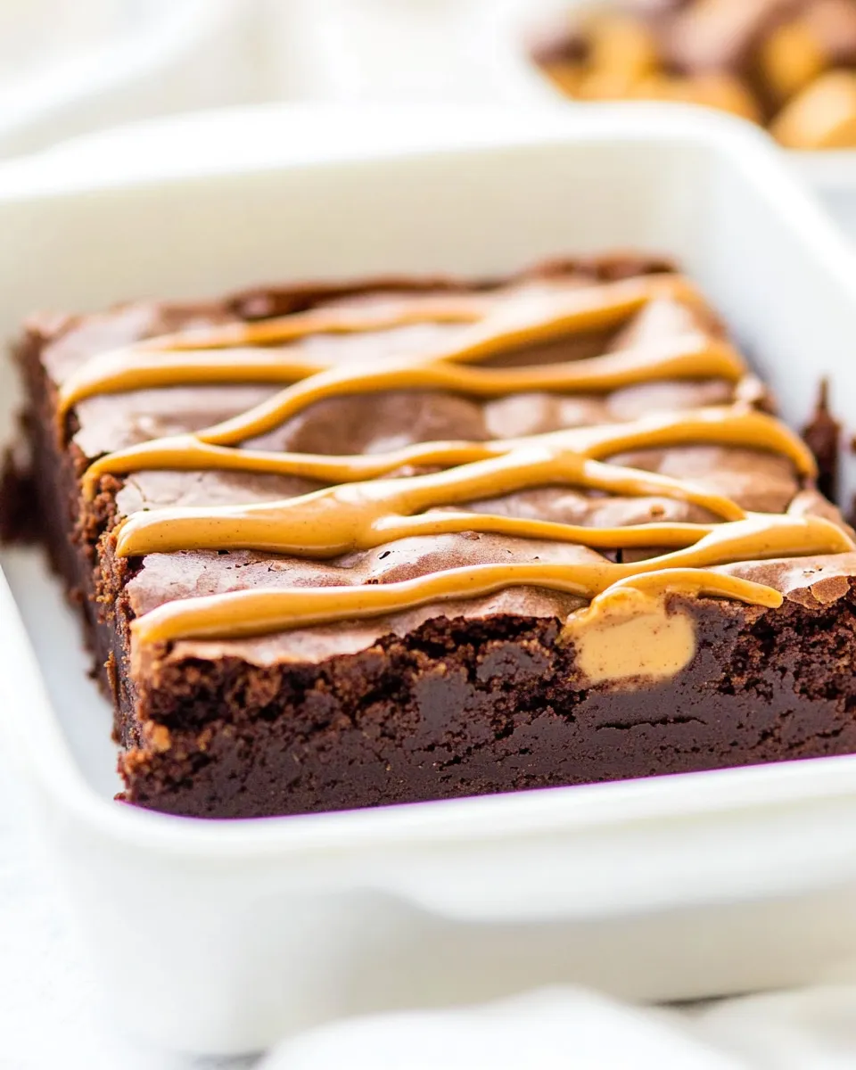 Easy Peanut Butter and Chocolate Flourless Brownies recipe photo