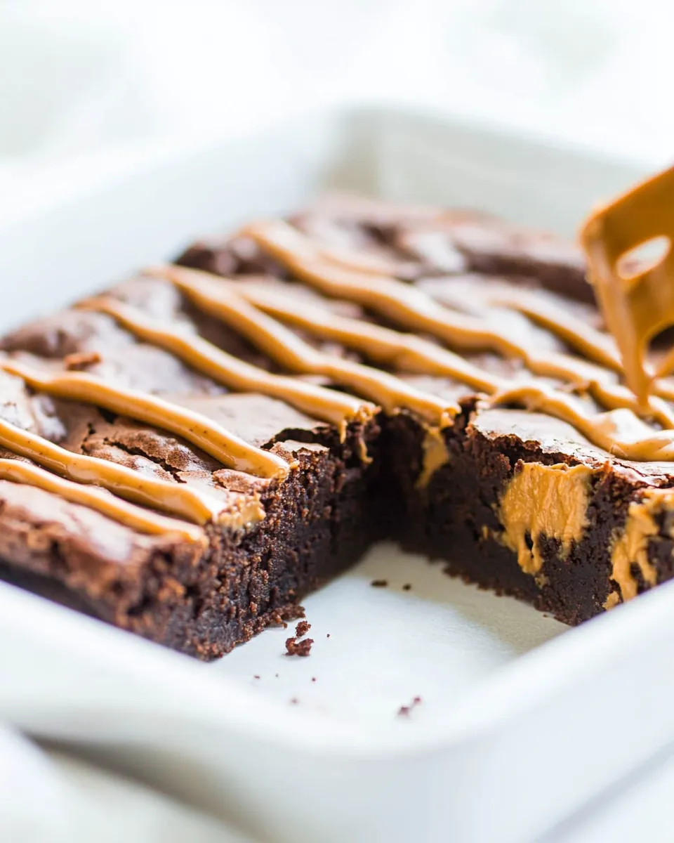 Best Peanut Butter and Chocolate Flourless Brownies shot