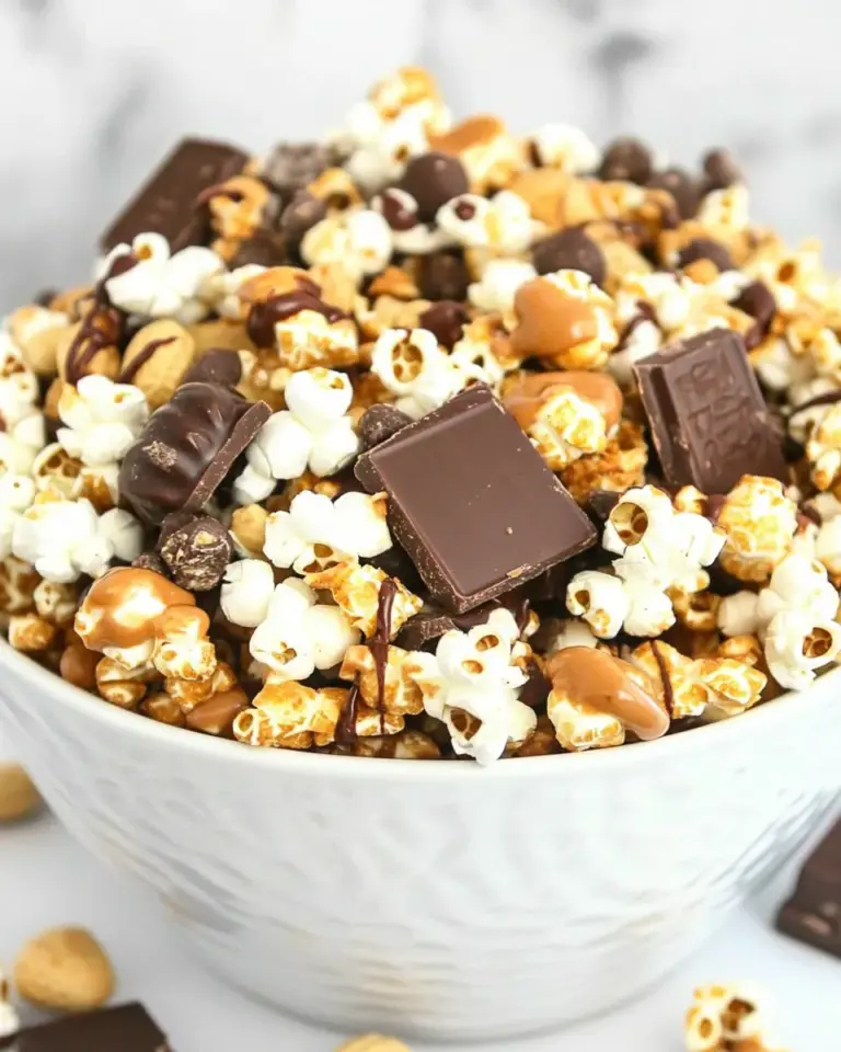 Homemade Peanut Butter and Chocolate Popcorn Crunch Mix photo
