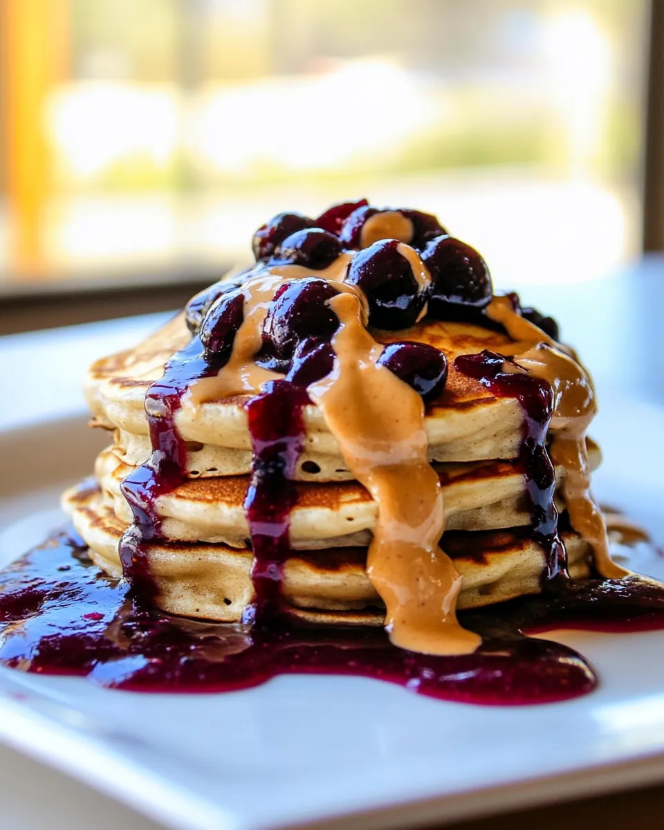 Easy Peanut Butter and Jelly Pancakes. recipe photo
