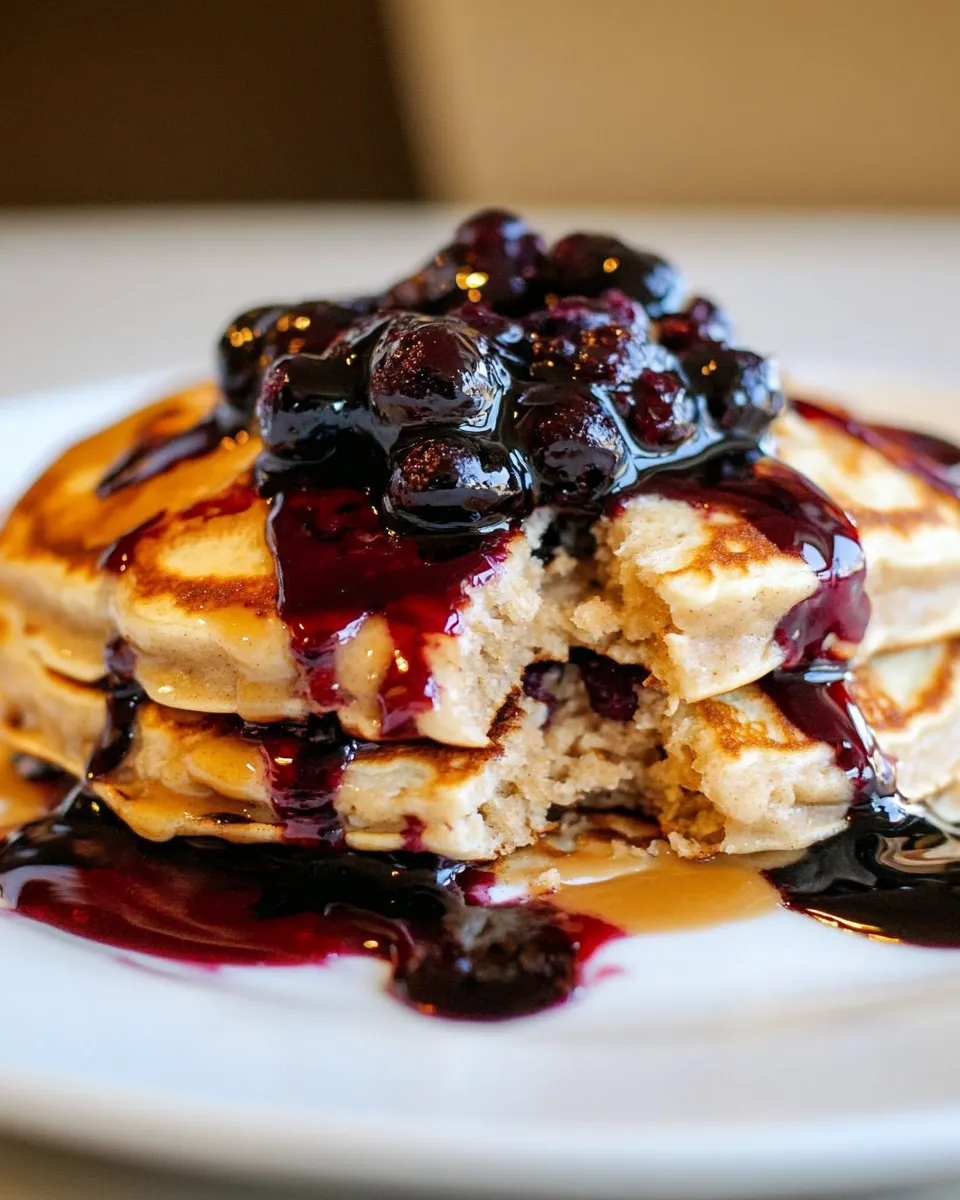 Delicious Peanut Butter and Jelly Pancakes. shot