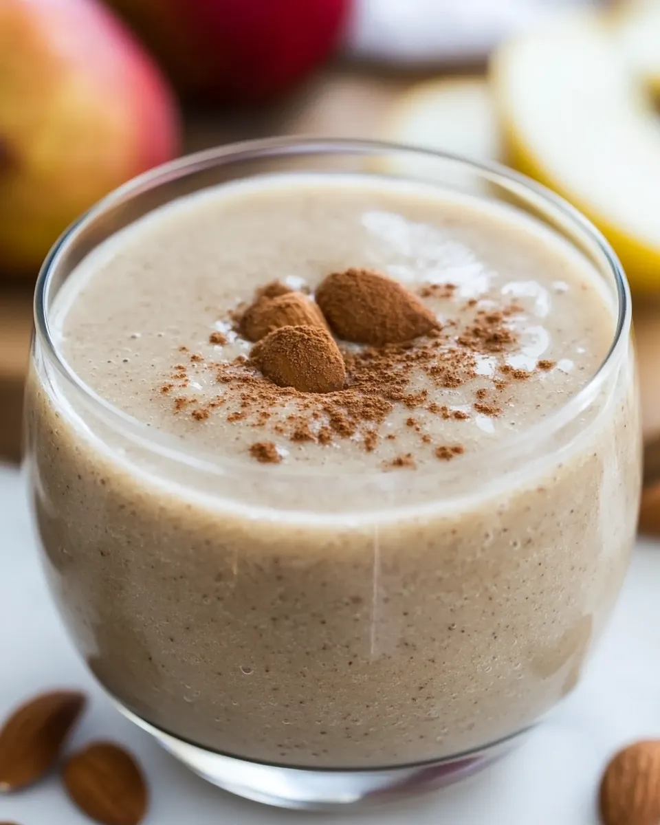 Healthy Pear Smoothie With Almond Butter shot