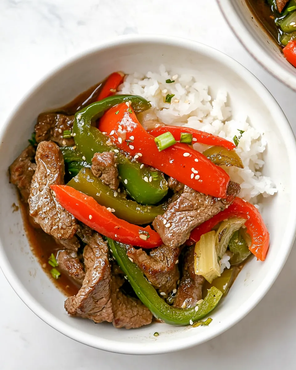 Delicious Pepper Steak shot