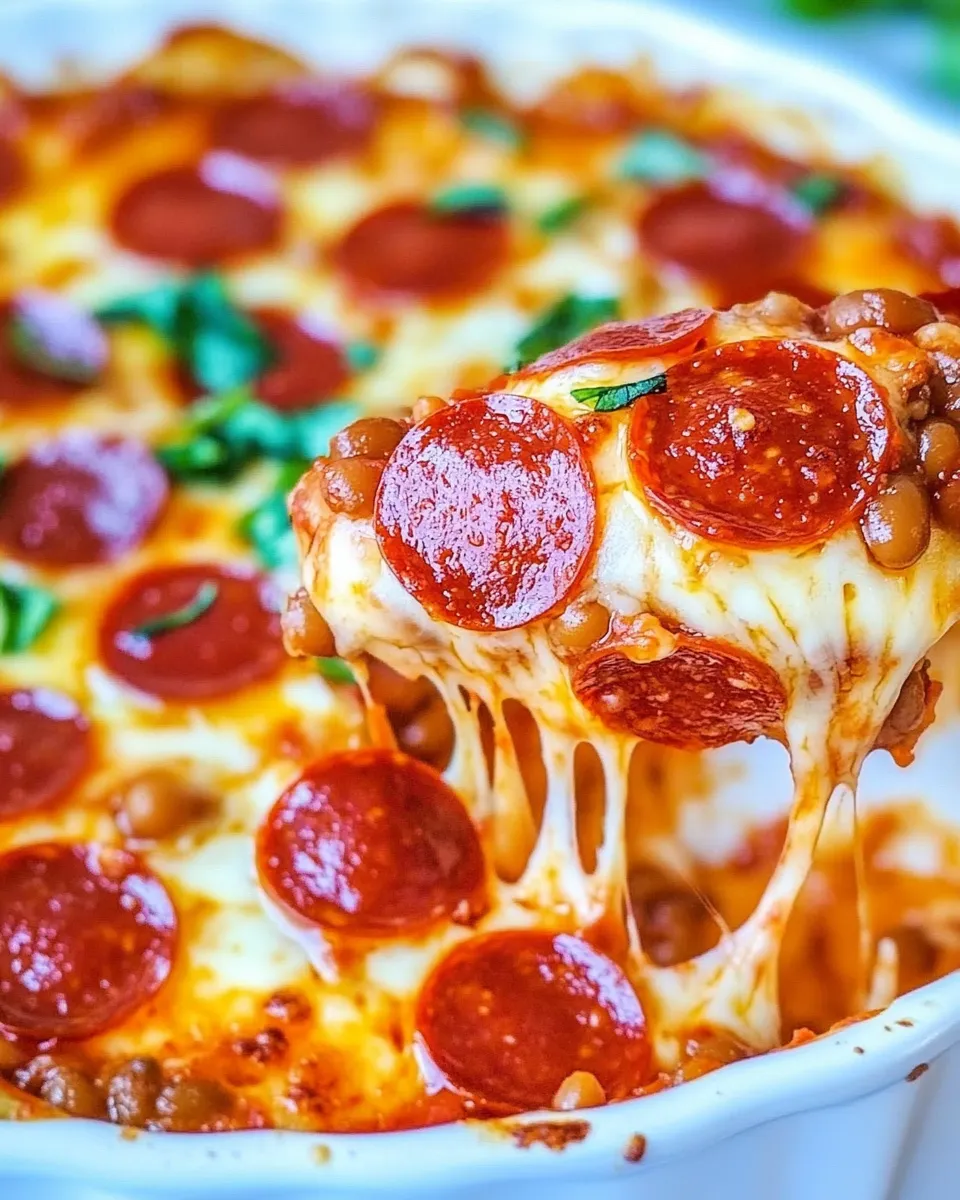Delicious Pepperoni Pizza Baked Beans shot