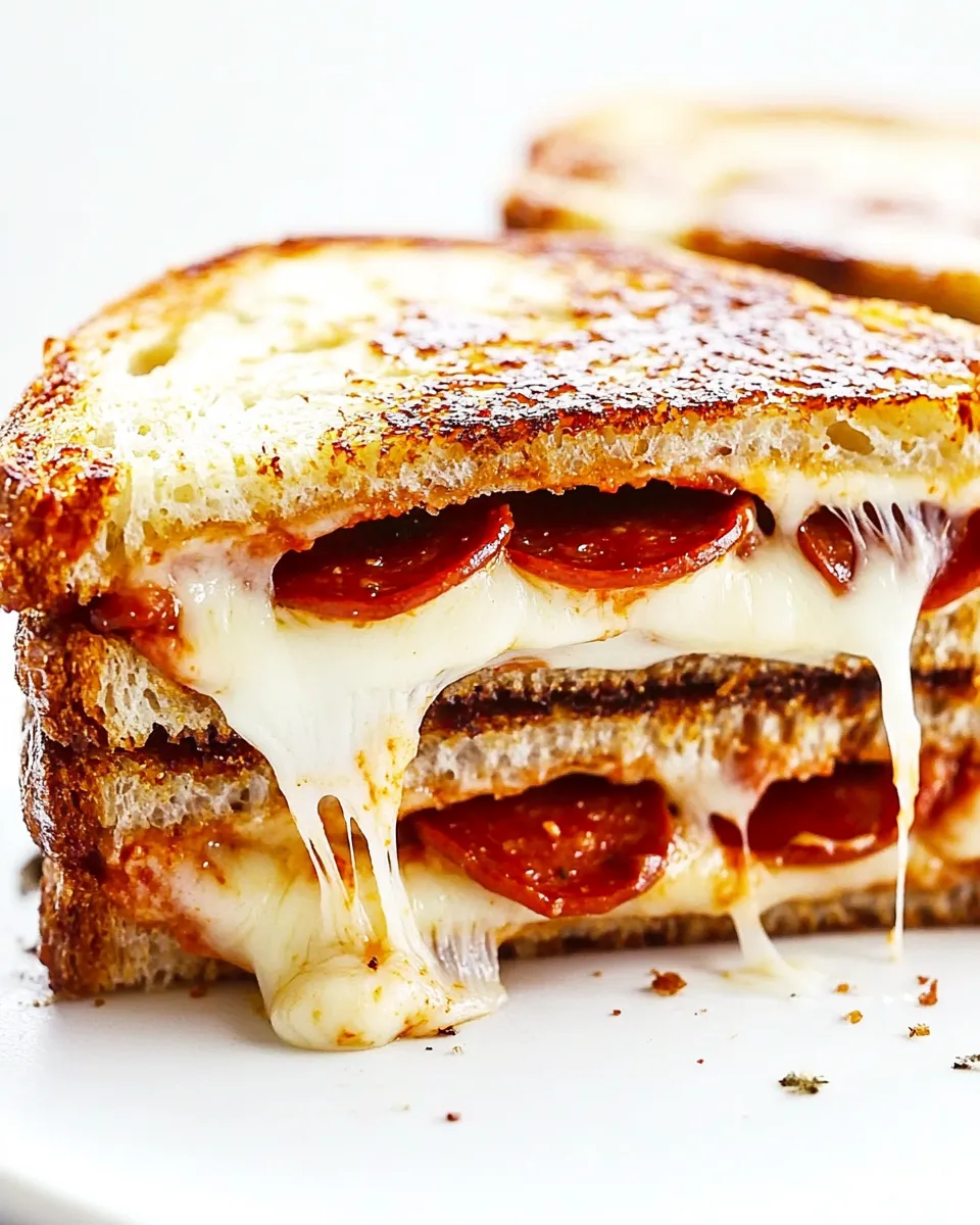 Classic Pepperoni Pizza Grilled Cheese Sandwiches image