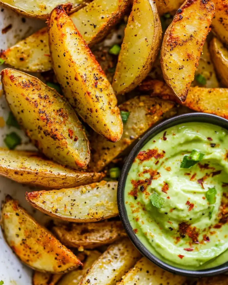 Homemade Perfect Baked Potato Wedges with Avocado Crema photo