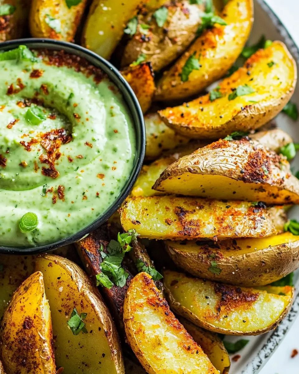 Classic Perfect Baked Potato Wedges with Avocado Crema image