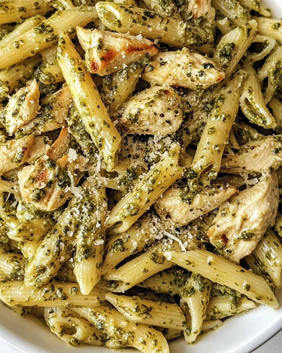 Delicious Pesto Chicken Pasta shot