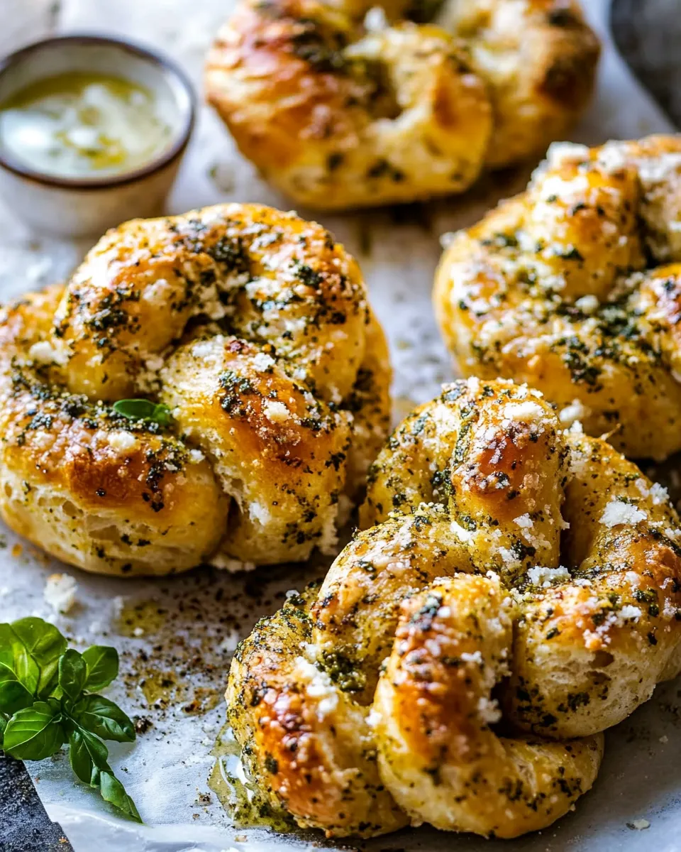 Ultimate Pesto Garlic Butter Soft Pretzel Knots. shot