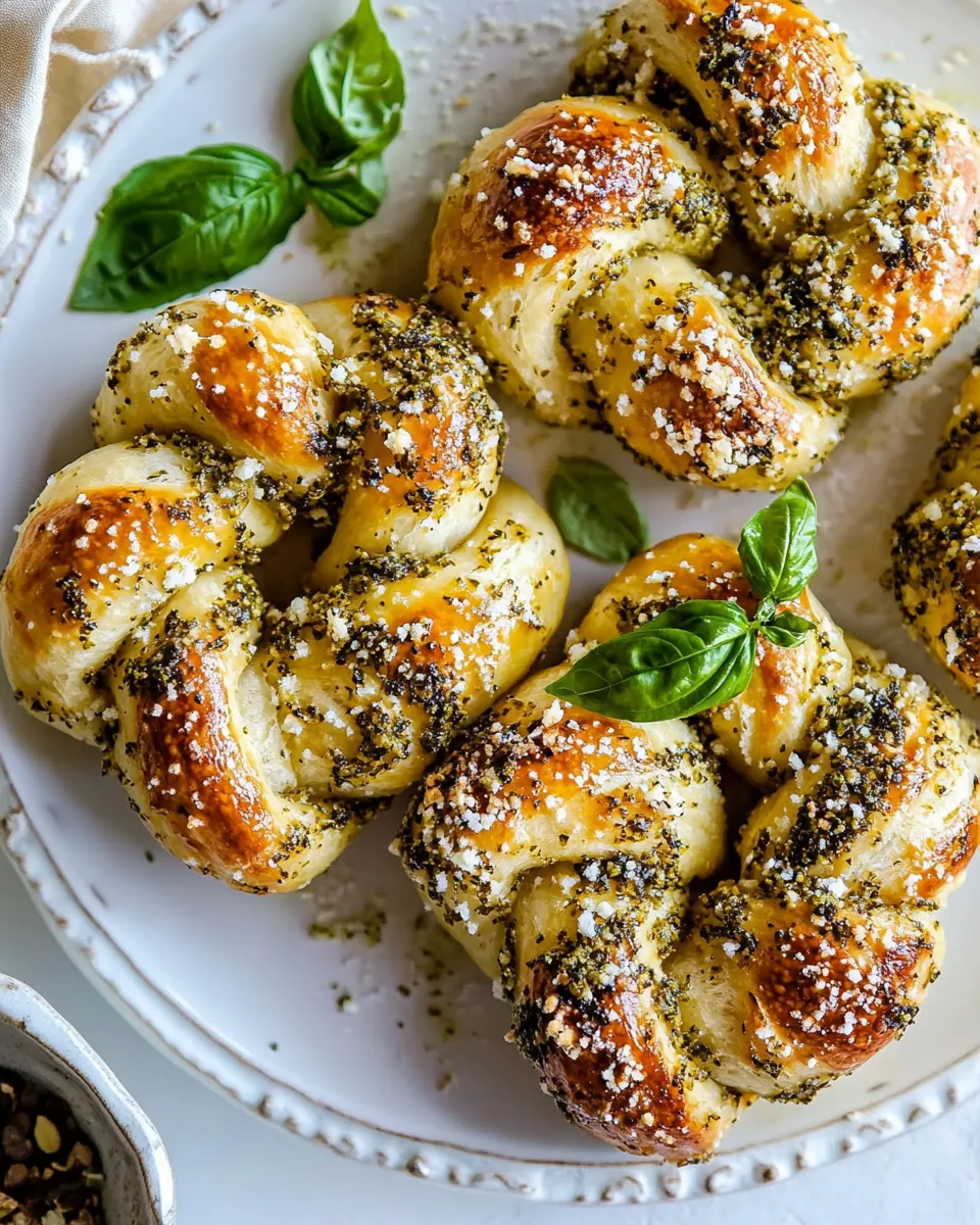 Quick Pesto Garlic Butter Soft Pretzel Knots. image