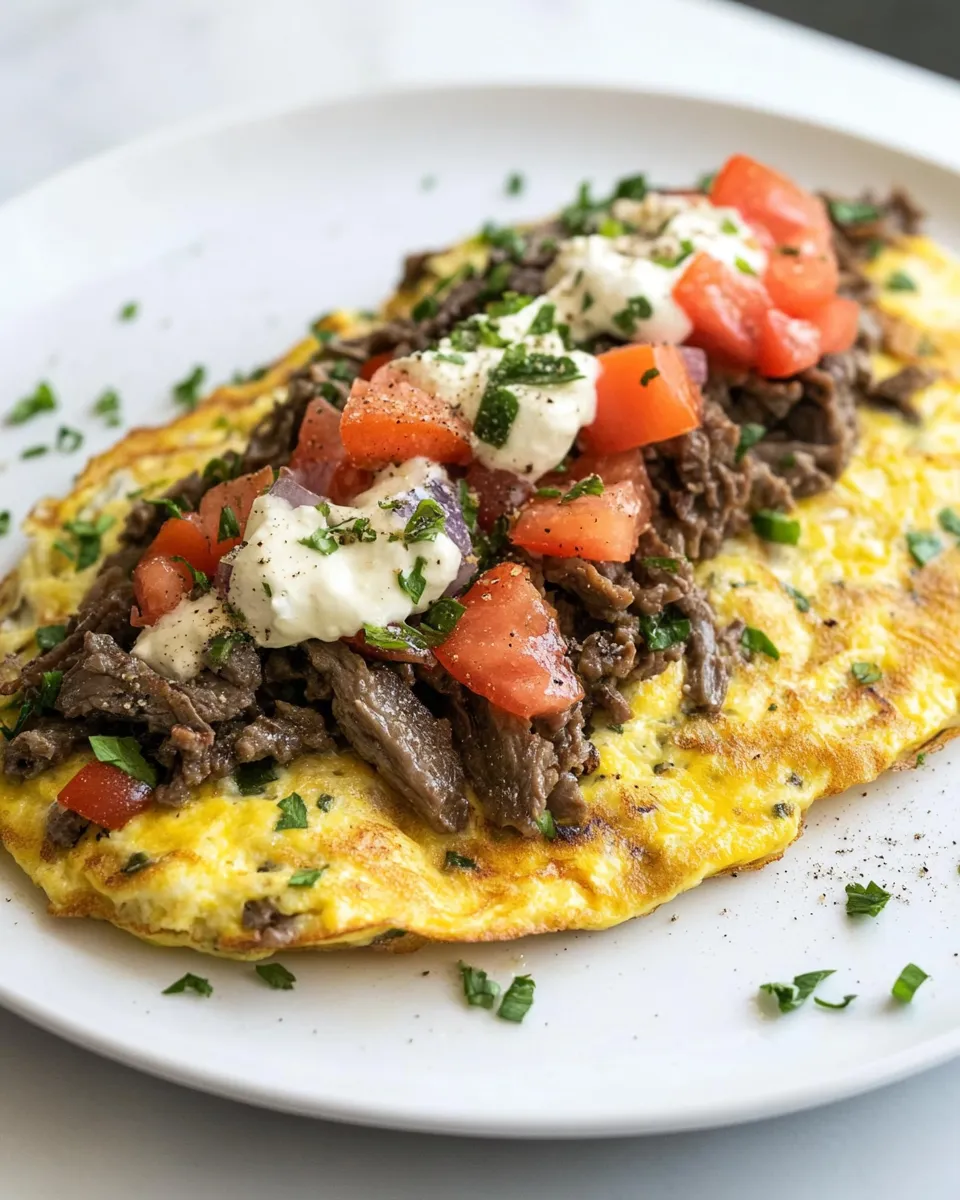 Classic Philly Cheesesteak Omelette shot