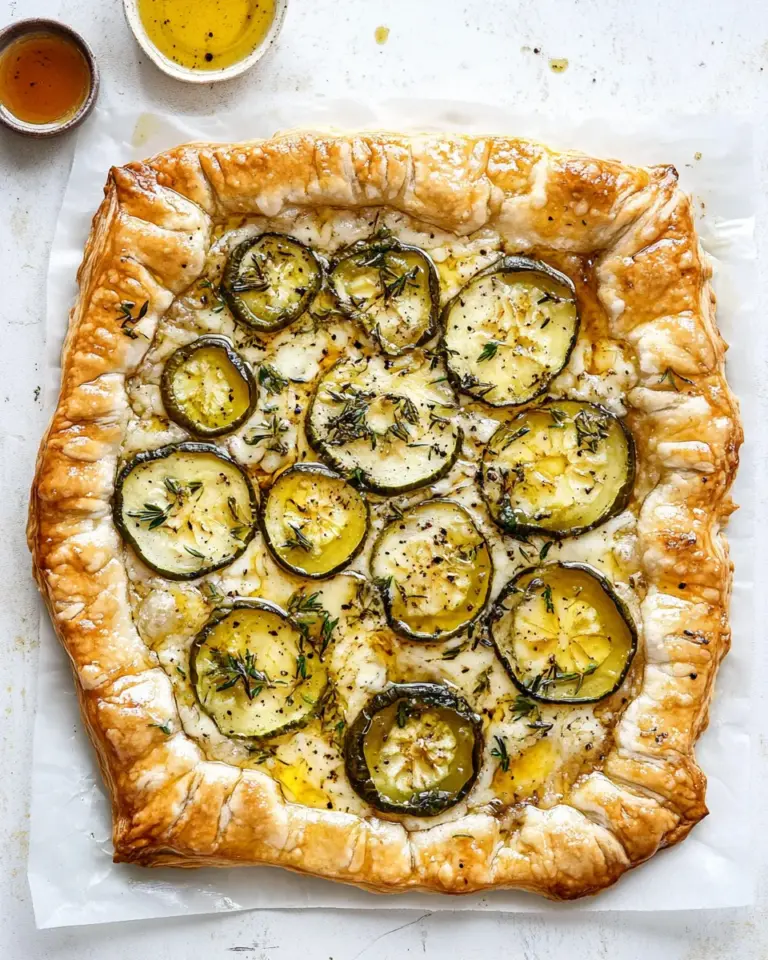 Quick Pickle Lovers Puff Pastry Pizza with Hot Honey. picture