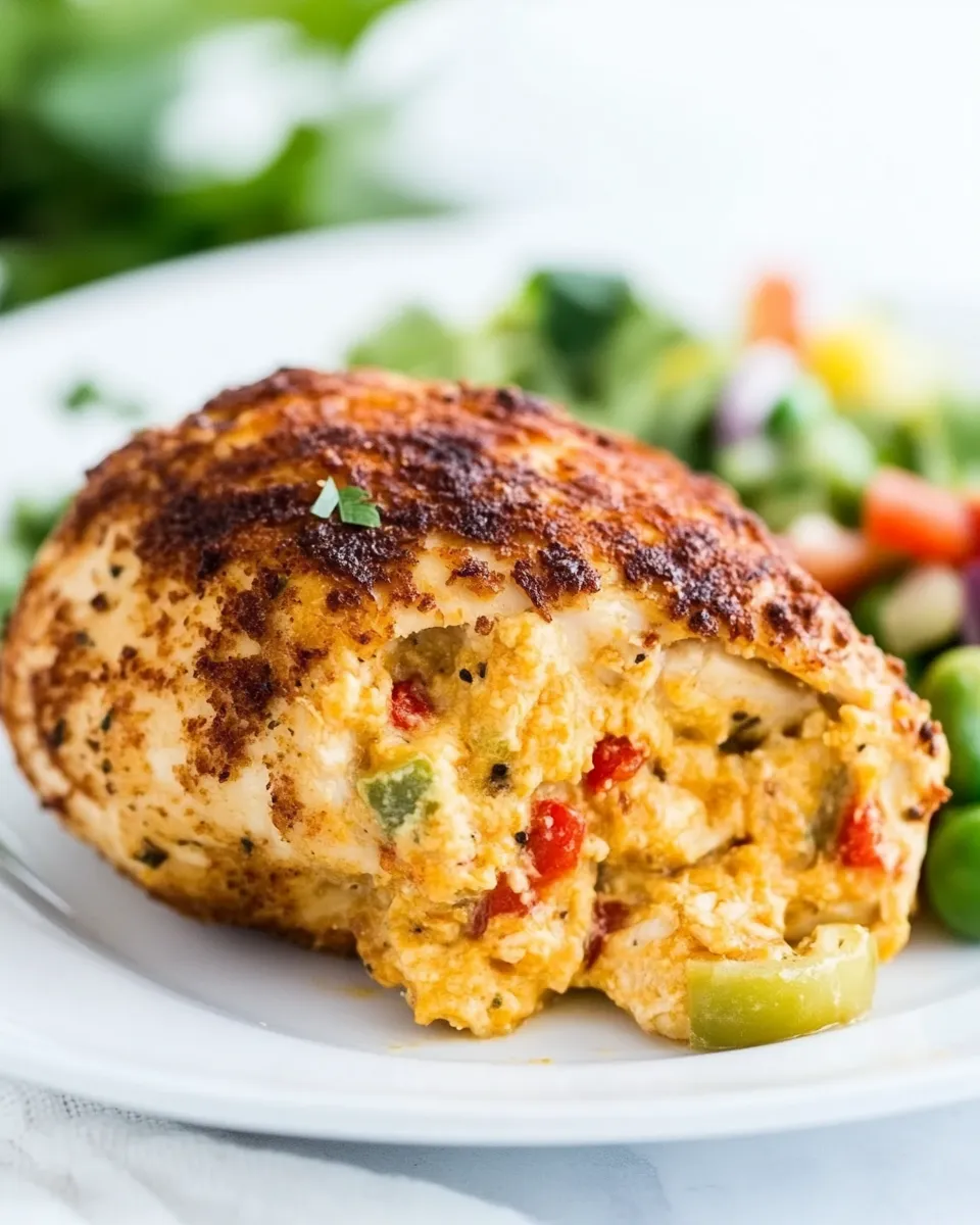 Savory Pimento Cheese Stuffed Chicken shot