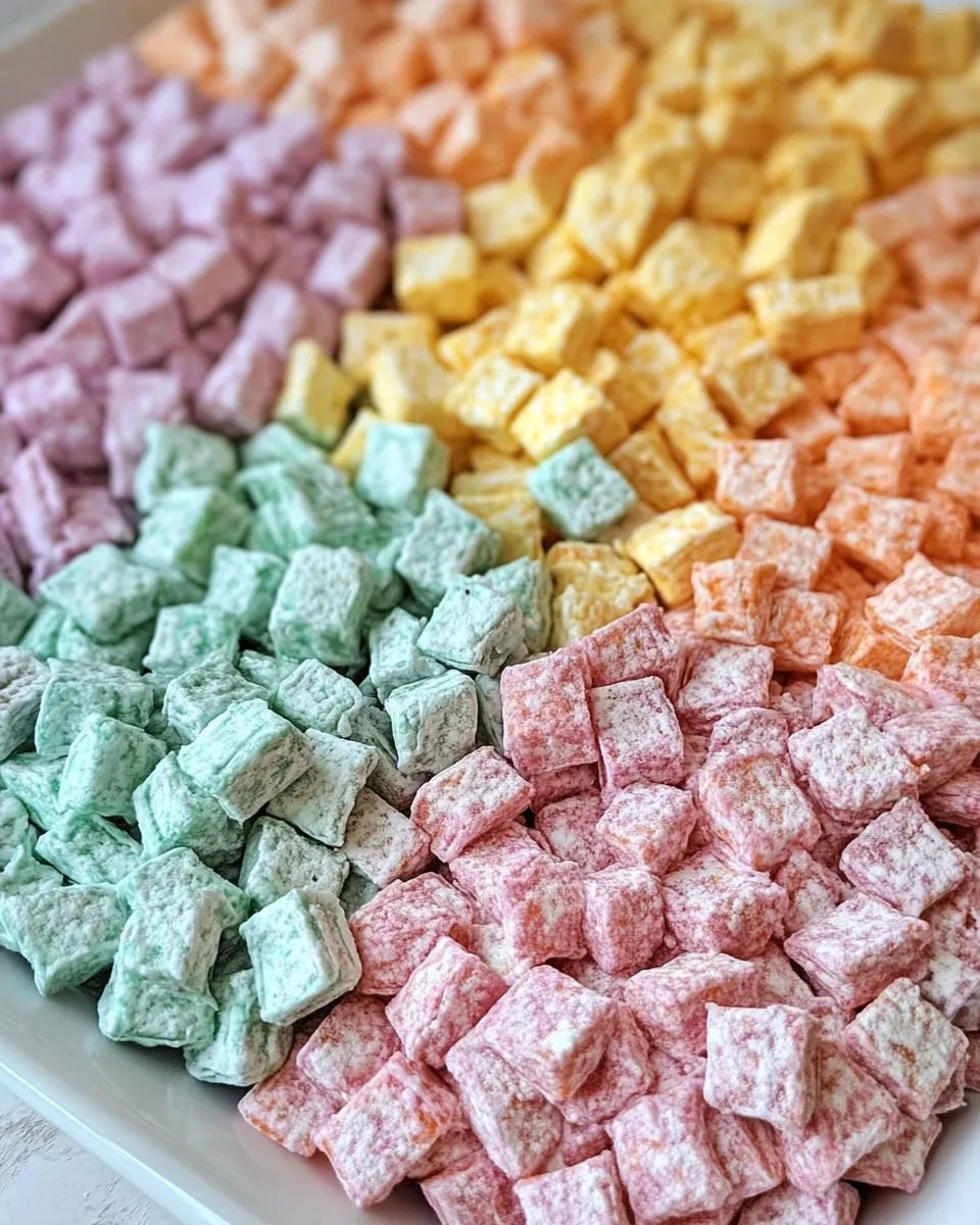 Delicious Rainbow Muddy Buddies recipe image