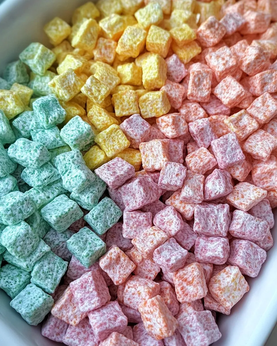 Homemade Rainbow Muddy Buddies dish photo