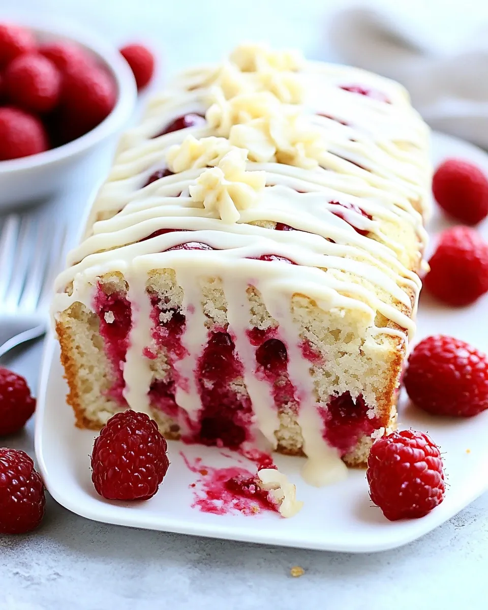 Tasty Raspberry White Chocolate Loaf Cake shot