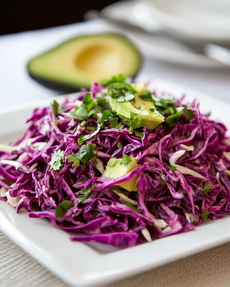 Fresh Red Cabbage and Avocado Salad Recipe shot