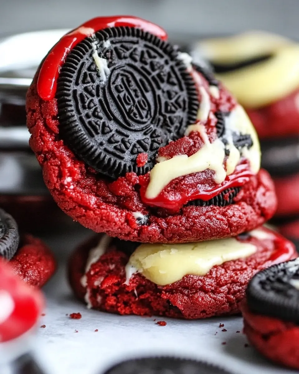 Delicious Red Velvet Oreo Gooey Butter Cake Cookies image