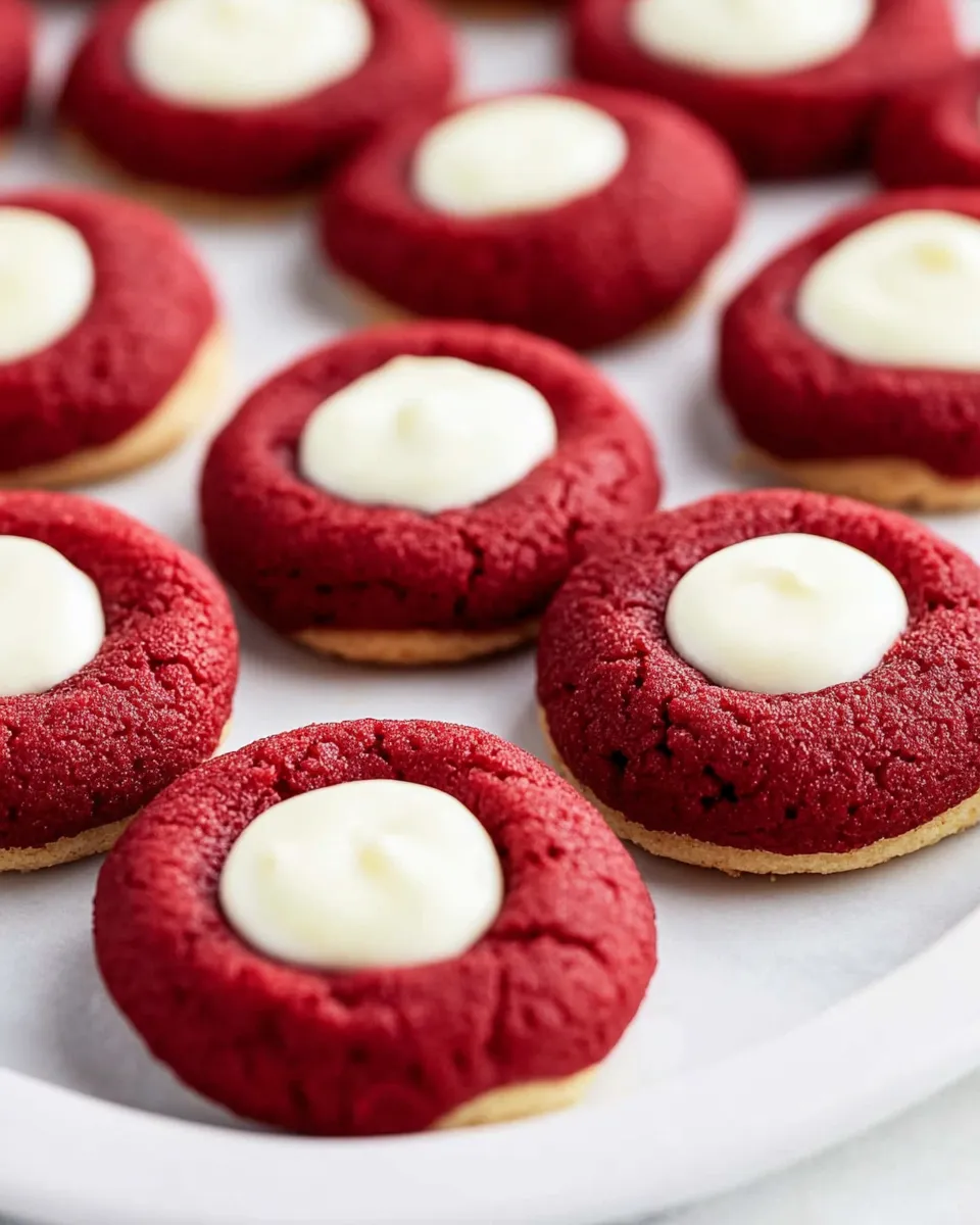 Delicious Red Velvet Thumbprint Cookies with Cream Cheese Filling recipe image
