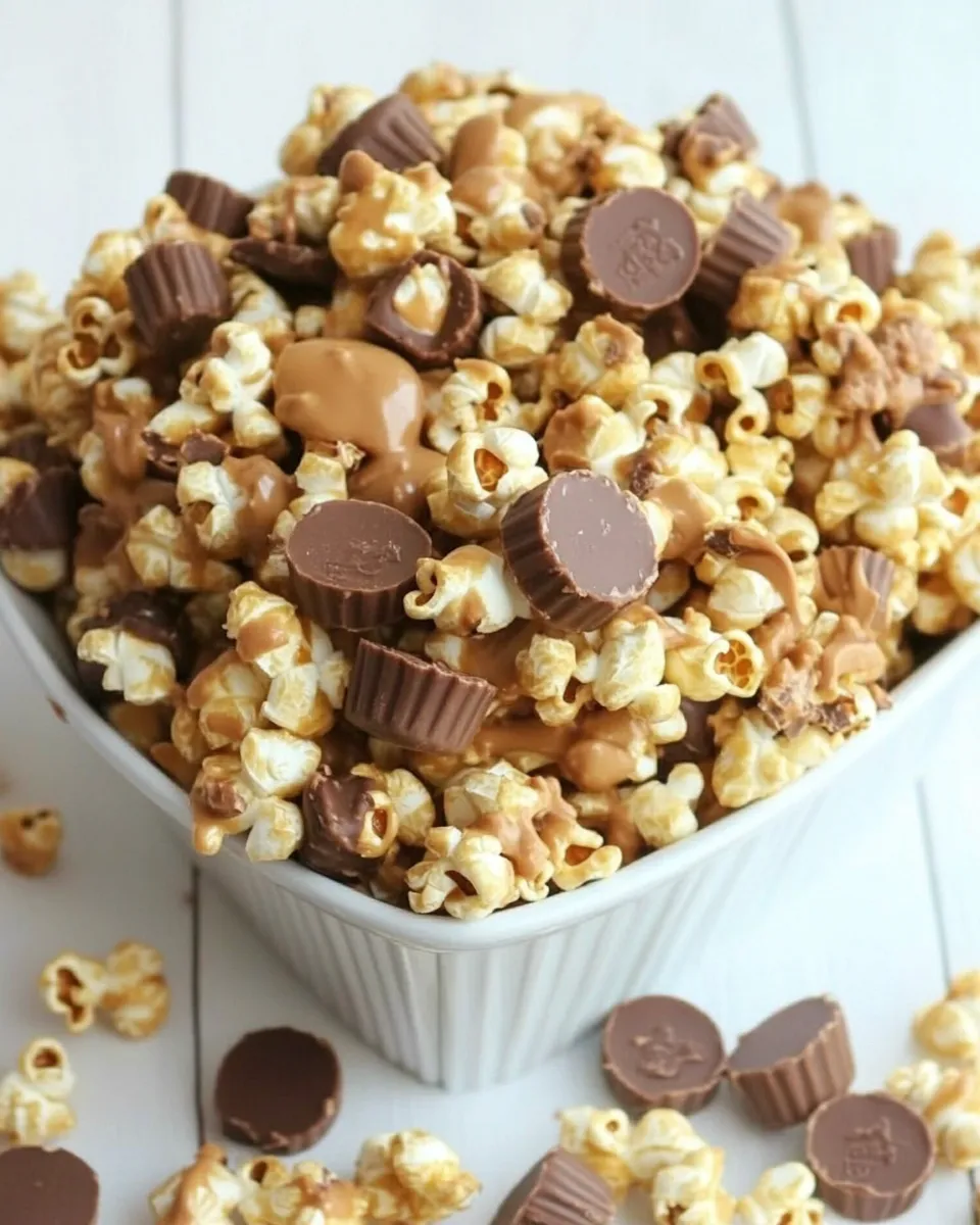 Delicious Reeses Peanut Butter Cup Popcorn recipe image