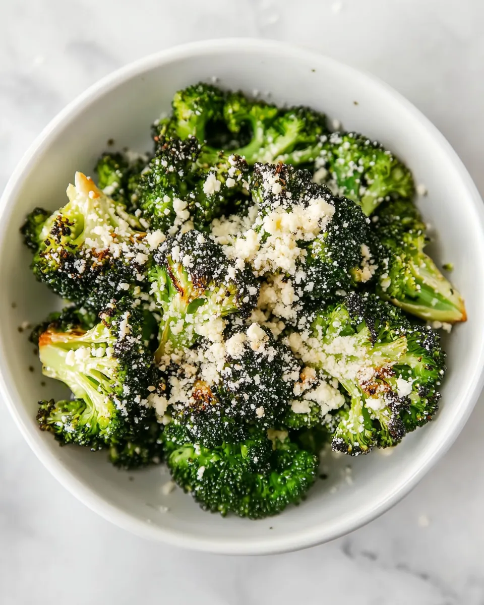 Easy Roasted Broccoli with Asiago food shot