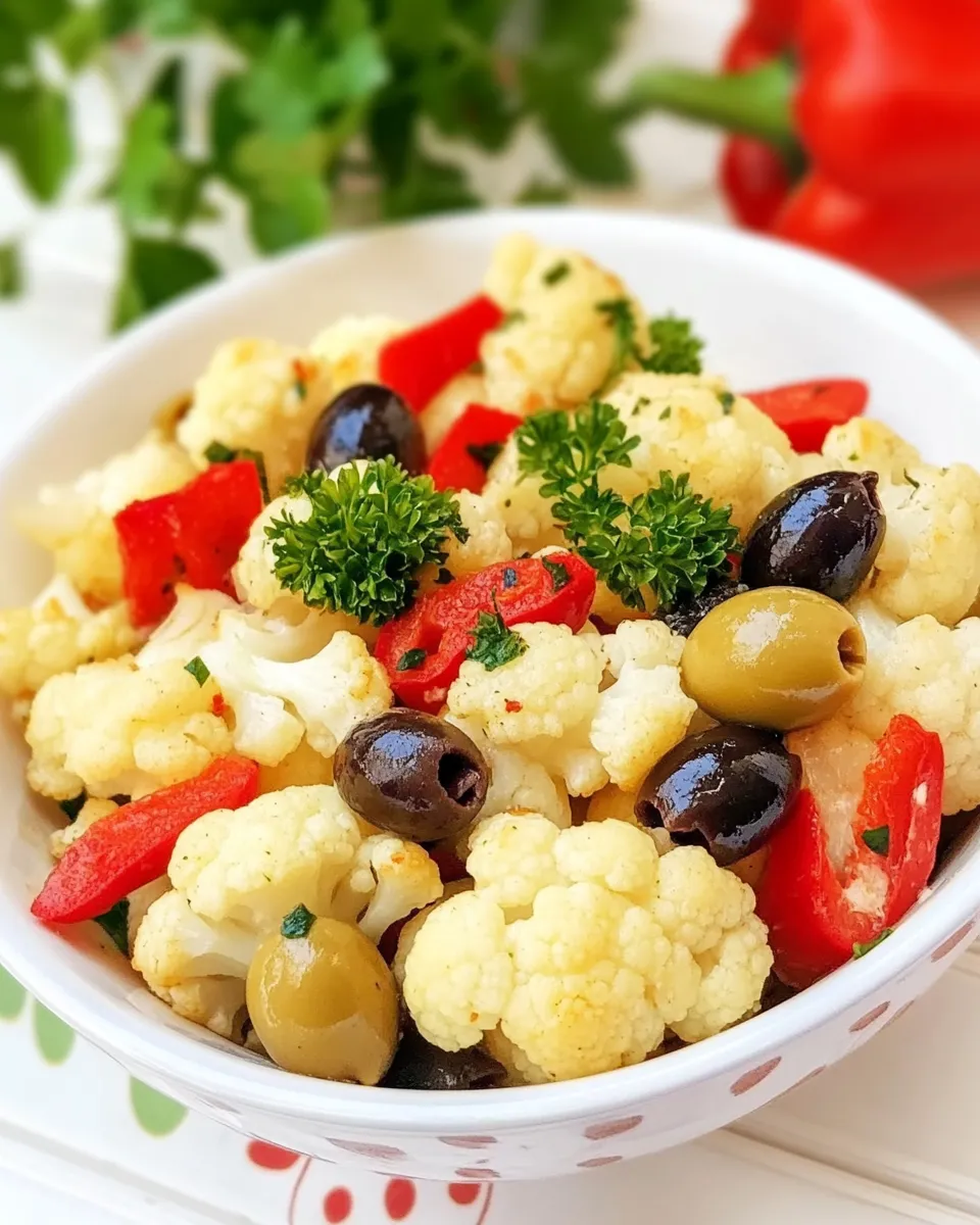 Easy Roasted Cauliflower and Red Peppers with Olives recipe photo