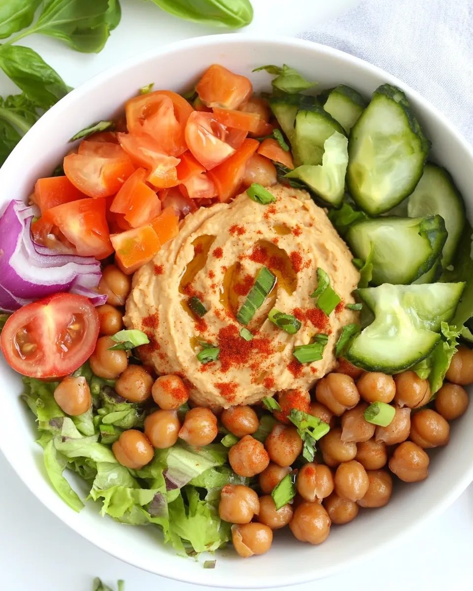 Delicious Roasted Chickpea Salad with Hummus image