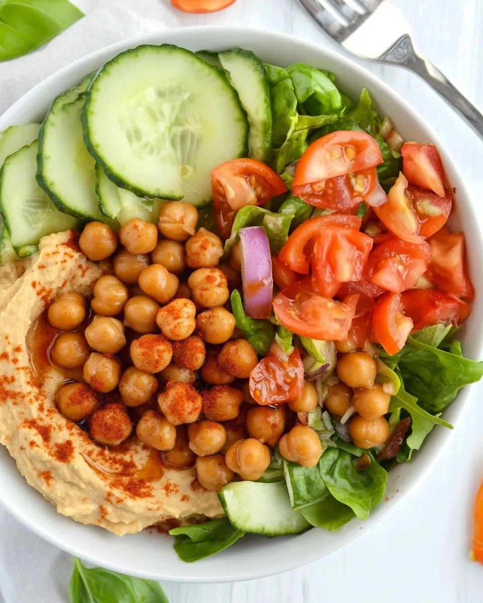 Easy Roasted Chickpea Salad with Hummus recipe photo