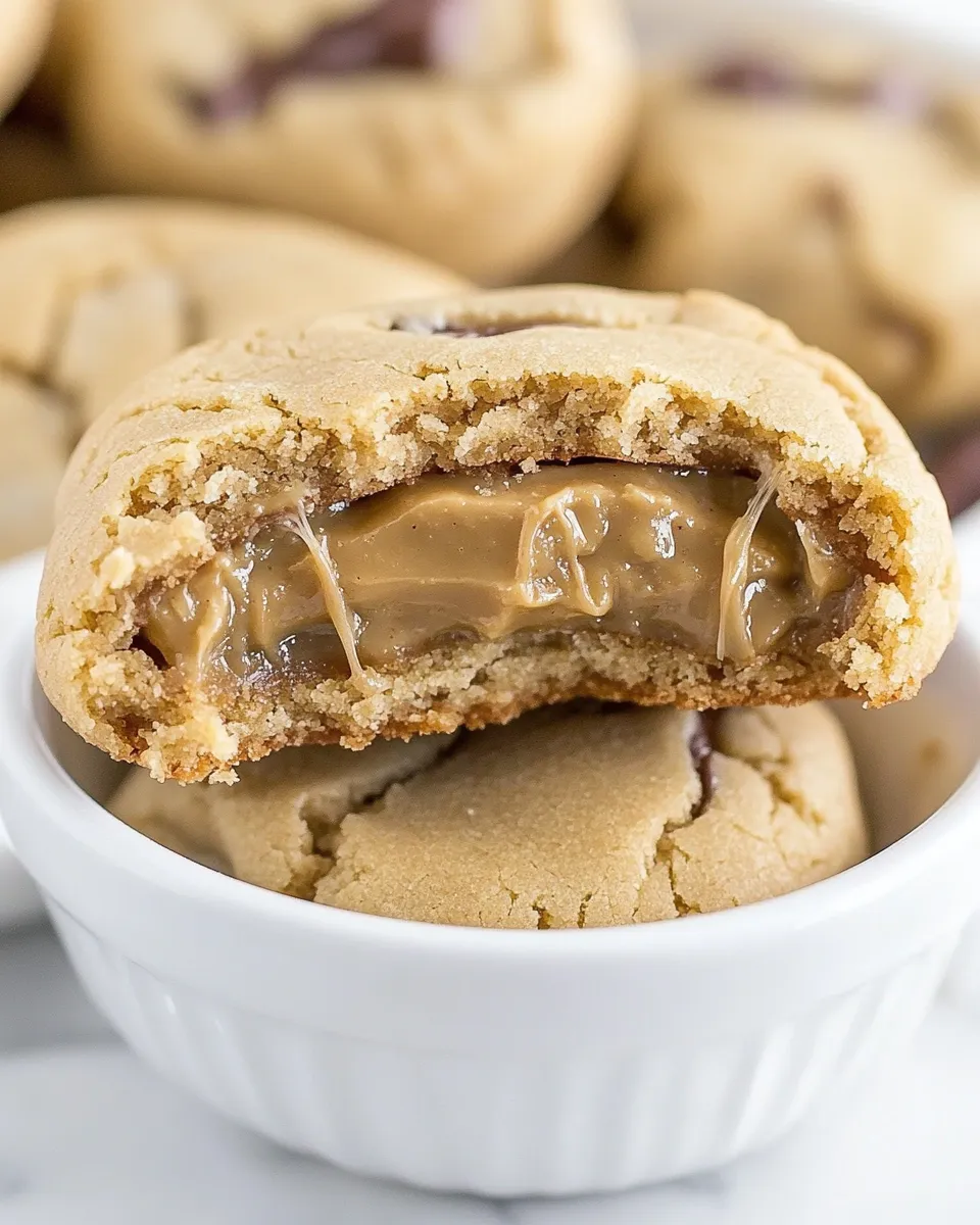 Delicious Rolo Stuffed Peanut Butter Cookies shot