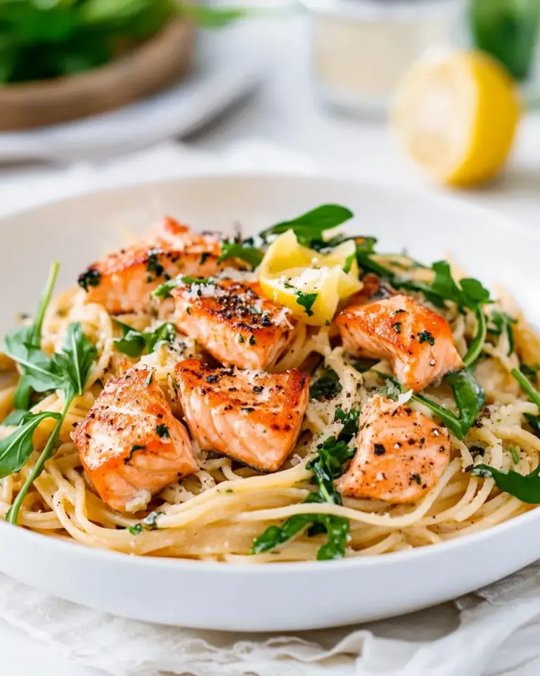 Homemade Salmon Spaghetti with Lemon Garlic Sauce image
