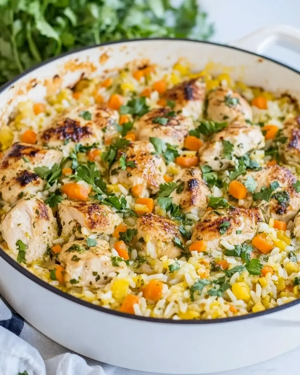 Quick Salsa Verde Chicken and Rice Skillet shot
