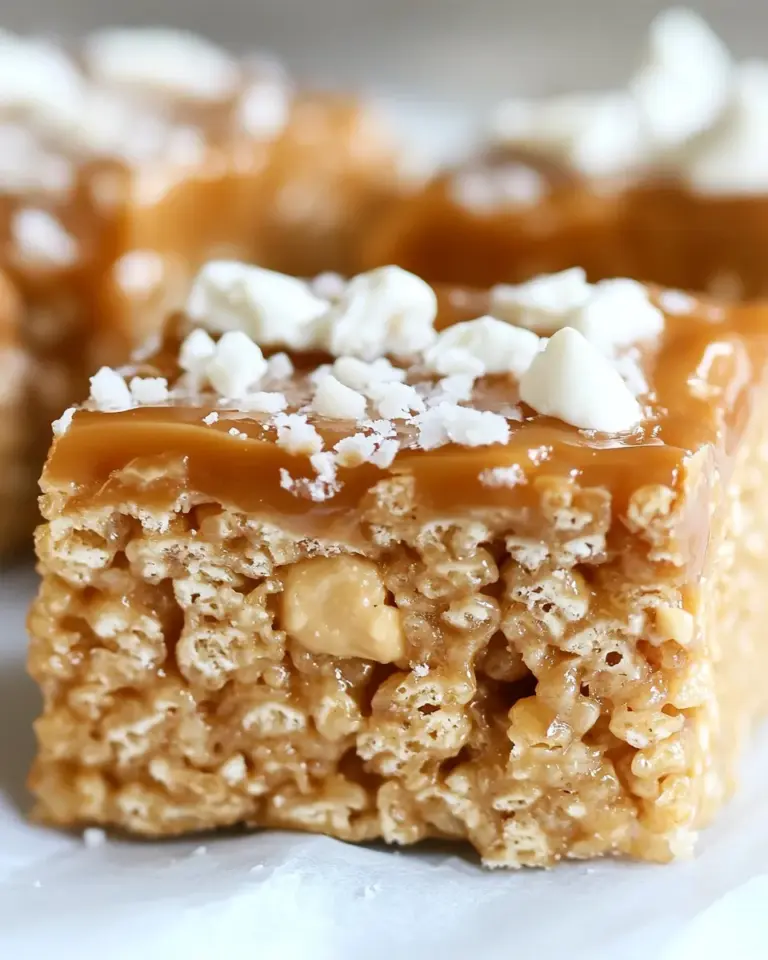 Homemade Salted Caramel Peanut Butter Rice Krispie Treats photo