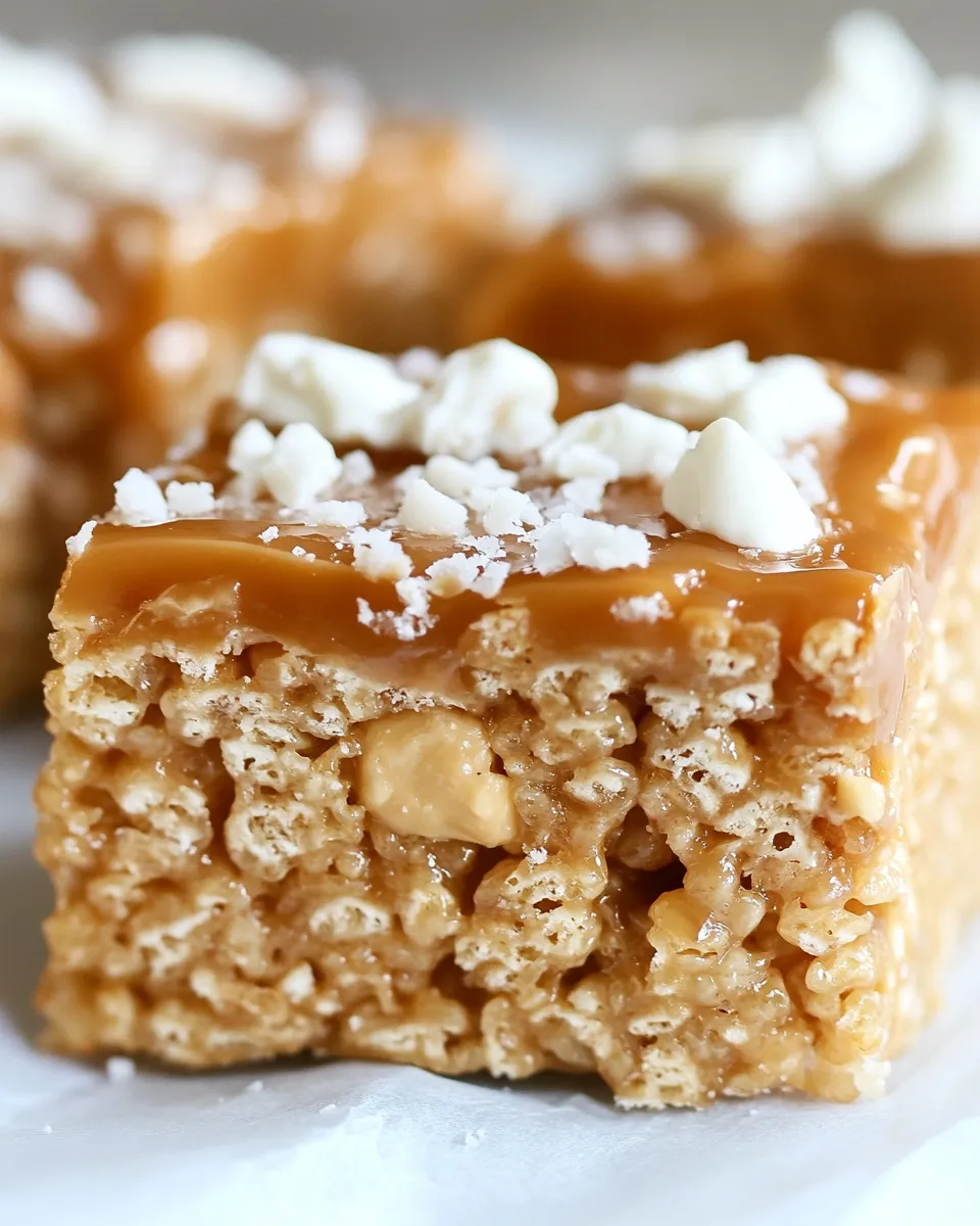 Homemade Salted Caramel Peanut Butter Rice Krispie Treats photo
