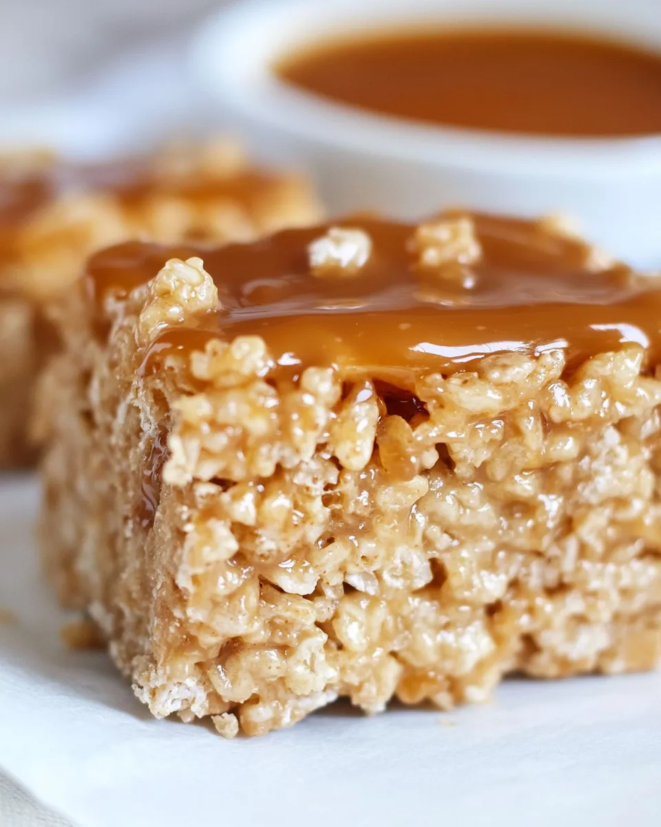 Delicious Salted Caramel Peanut Butter Rice Krispie Treats shot