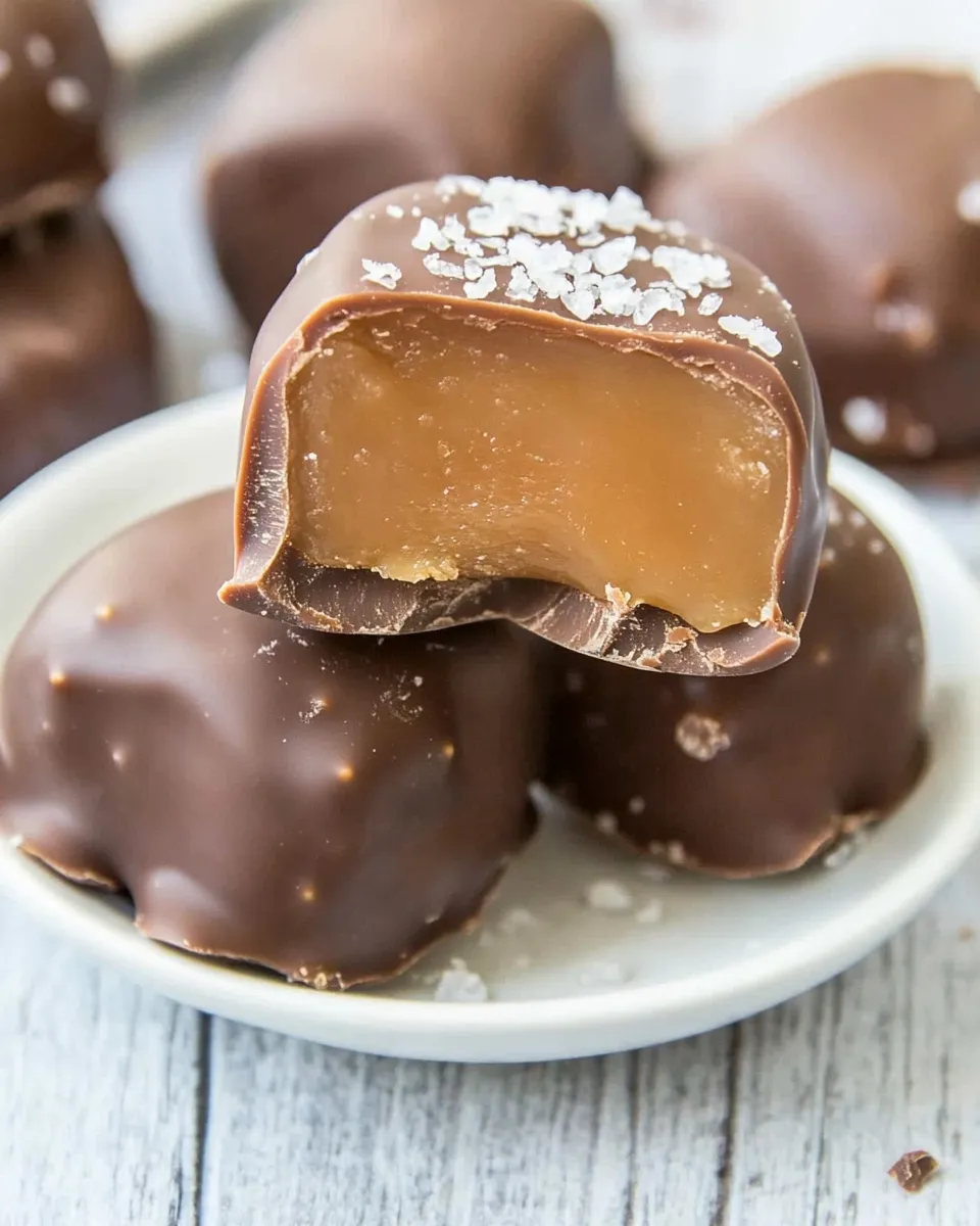 Easy Salted Chocolate Covered Caramels recipe photo