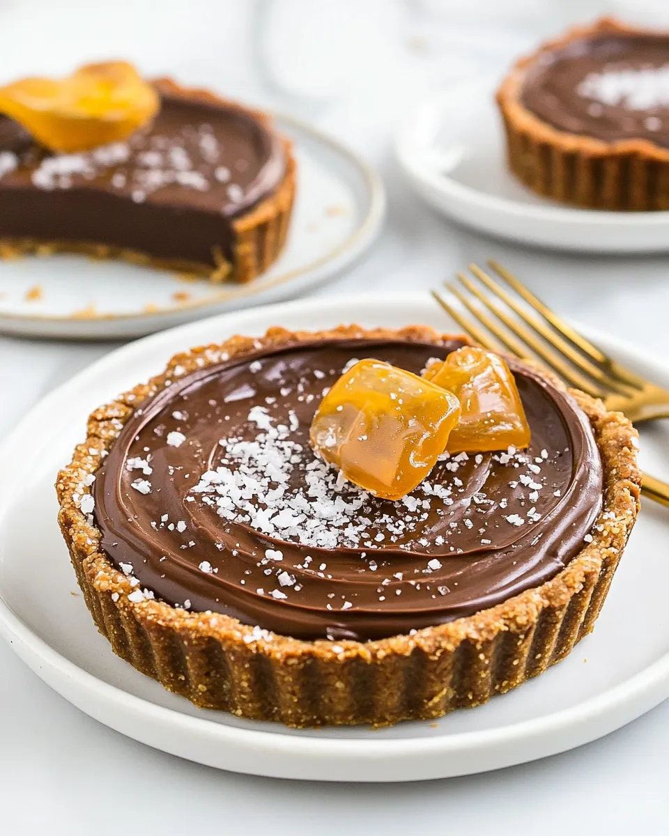 Delicious Salted Dark Chocolate and Dulce de Leche Tart image