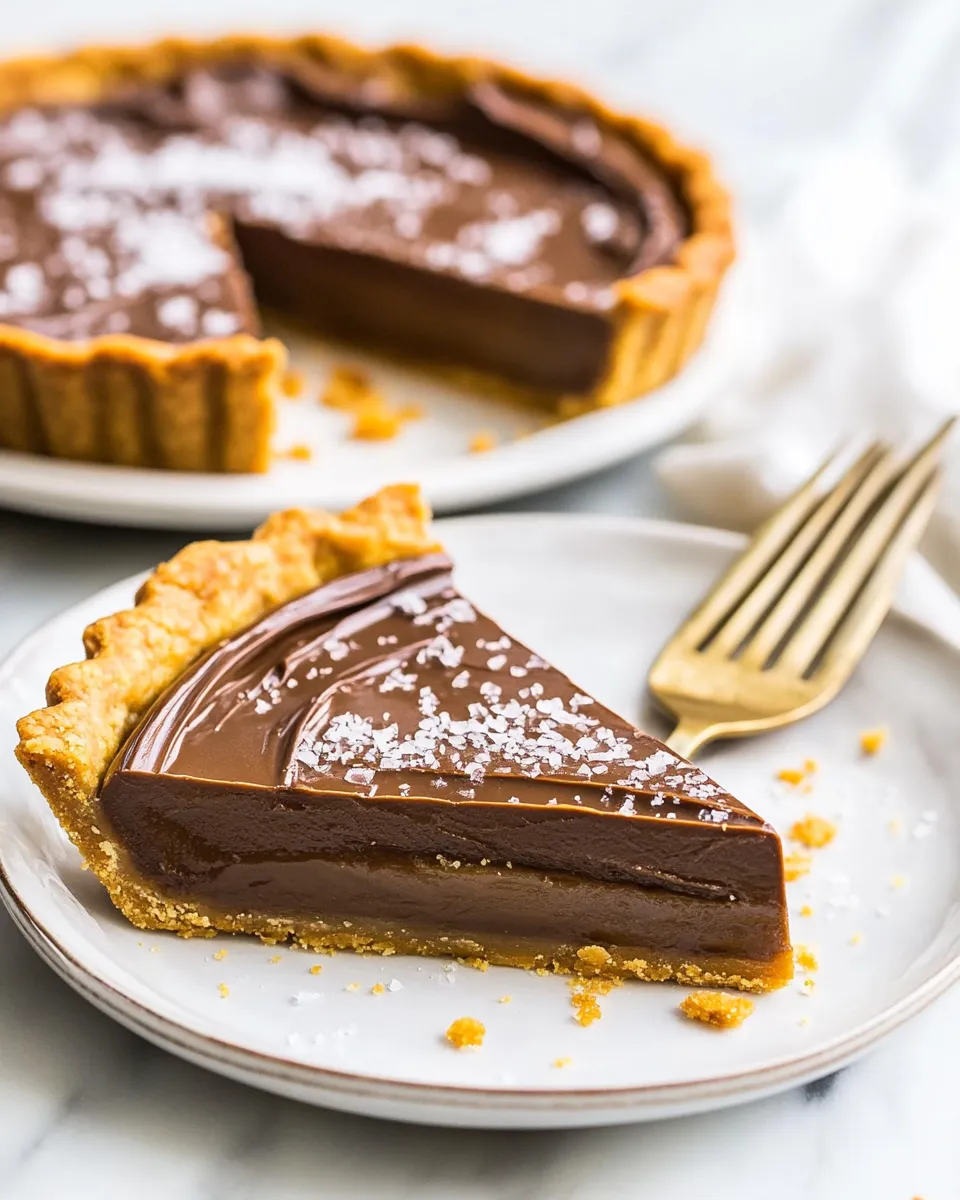 Easy Salted Dark Chocolate and Dulce de Leche Tart recipe photo