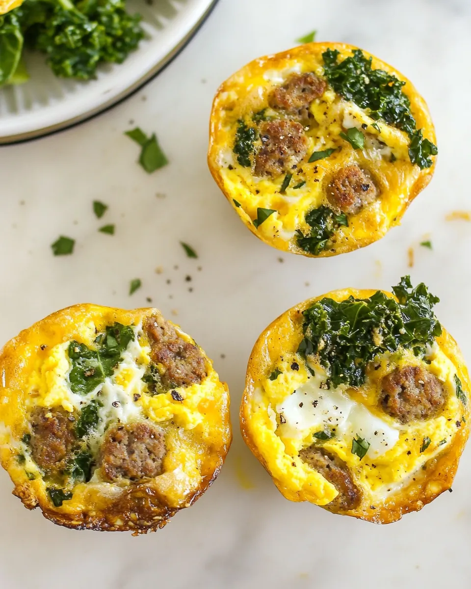 Healthy Sausage and Kale Make Ahead Egg Muffins shot