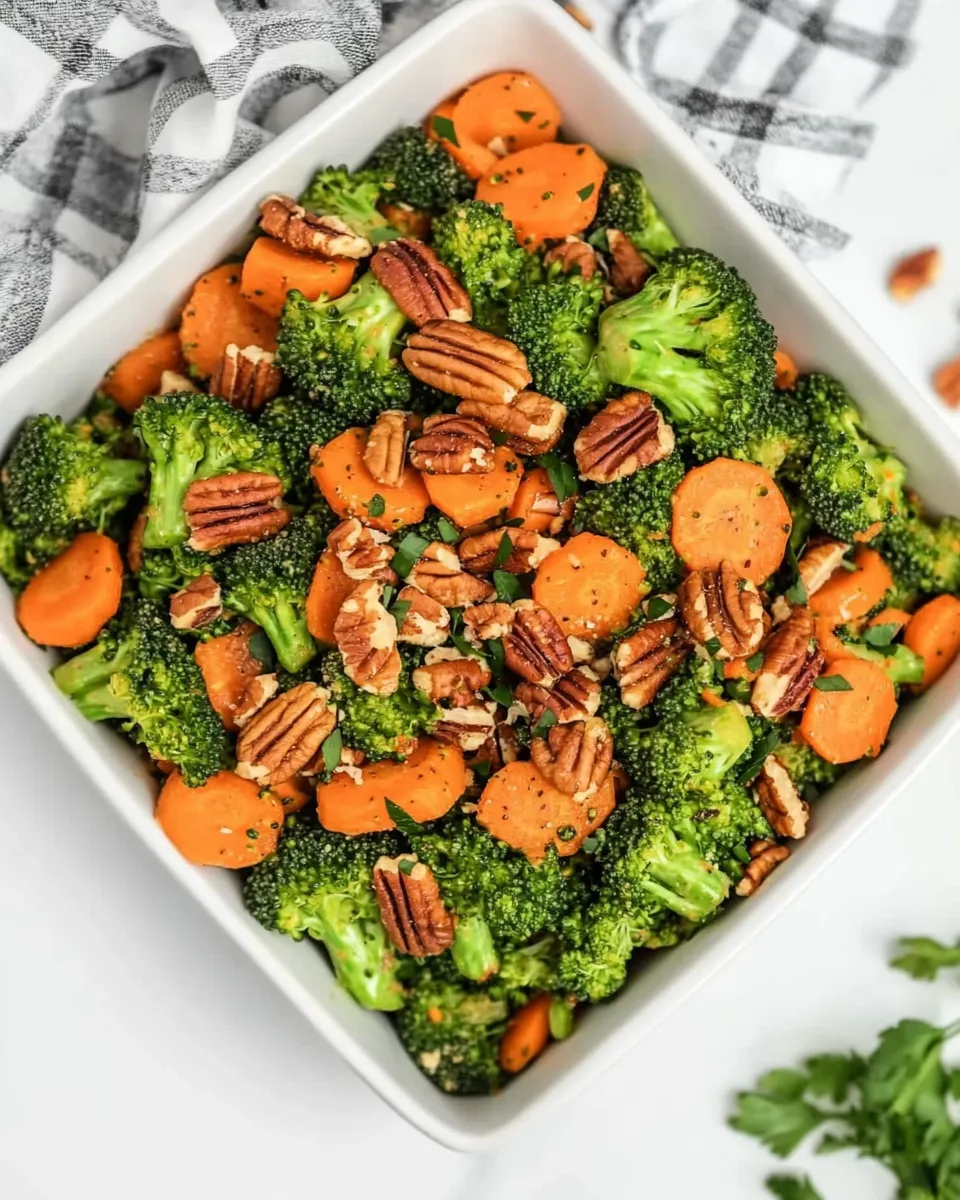 Healthy Sauted Broccoli and Carrots with Pecans recipe photo