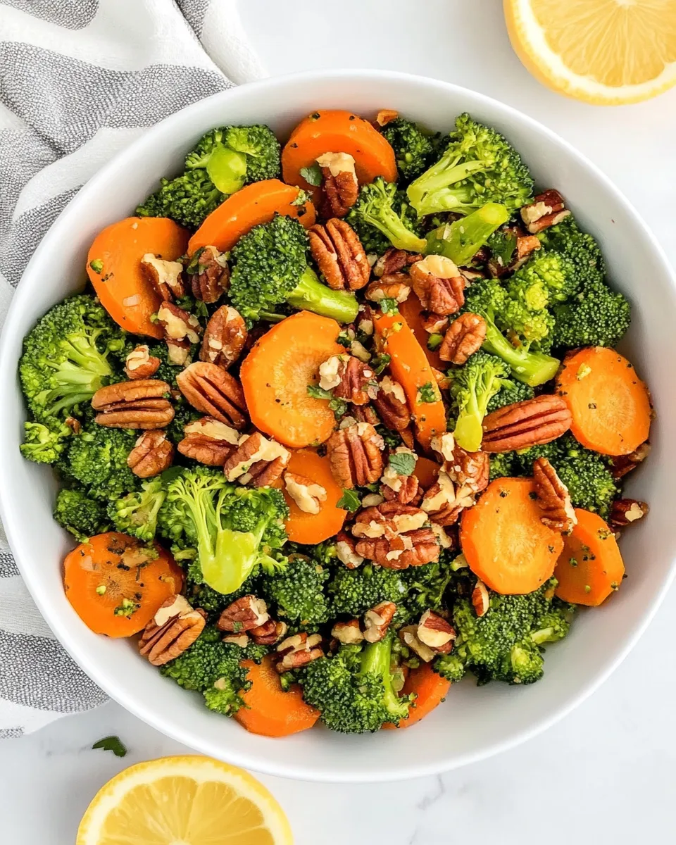 Quick Sauted Broccoli and Carrots with Pecans dish photo