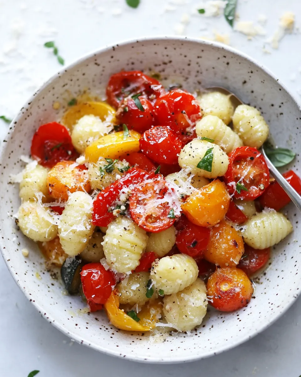 Homemade Sheet Pan Gnocchi and Roasted Vegetables. photo