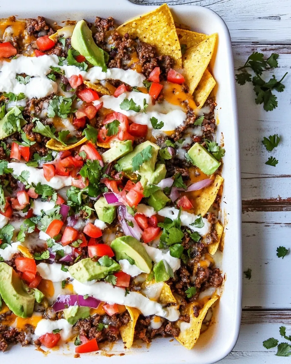 Amazing Sheet Pan Green Chile Beef Nachos. shot